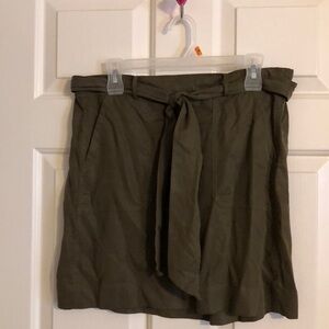 LOFT Olive Green Belted Mini Shirt S